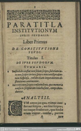 Liber Primus De Constitutione Feudi