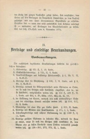 B. Verträge und einseitige Beurkundungen.