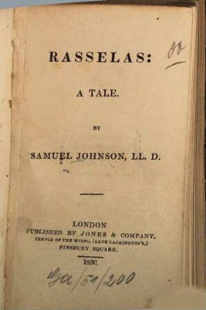 Rasselas : A tale