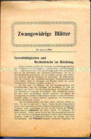Sozialistische Propagandaschrift zur Situation im Reichstag