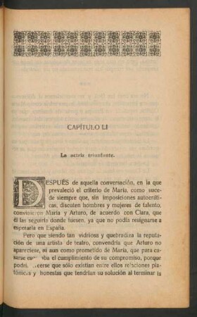 Capítulo LI - La actriz triunfante.