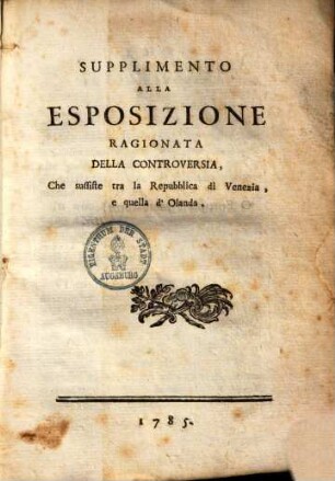 Esposizione ragionata della contestazione che sussiste tra' le duc Repubbliche di Venezia e di Olanda, 3