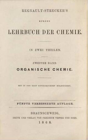 Kurzes Lehrbuch der organischen Chemie