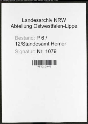 Sterberegister Standesamt Hemer