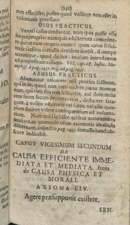 Caput Vigesimum Secundum De Causa Efficiente Immediata Et Mediata. Item de Causa Physica Et Morali.
