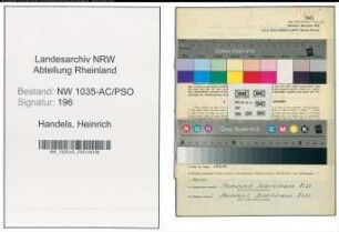 Entnazifizierung Heinrich Handels , geb. 13.11.1906 (Schlosser)