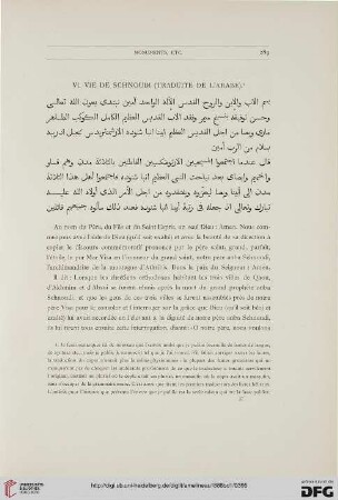 VI: Vie de Schnoudi (Traduite de l'Arabe)