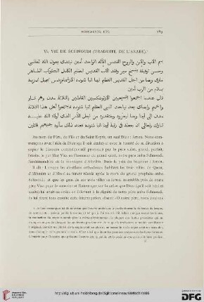 VI: Vie de Schnoudi (Traduite de l'Arabe)