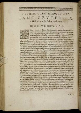 Nobiliss. ... Iano Grutero IC.& Historiarum Professori