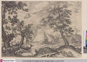 [Der Raub des Ganymed in einer Landschaft mit Bauernhäusern; Rape of Ganymed/Landscape with a Farm]