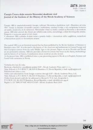 Časopis Ústavu dejin umenia Slovenskej akadémie vied. Journal of the Institute of Art History of the Slovak Academy of Sciences