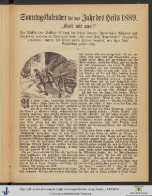 Sonntagskalender für das Jahr des Heils 1889.