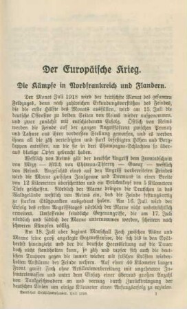 Die Kämpfe in Nordfrankreich und Flandern