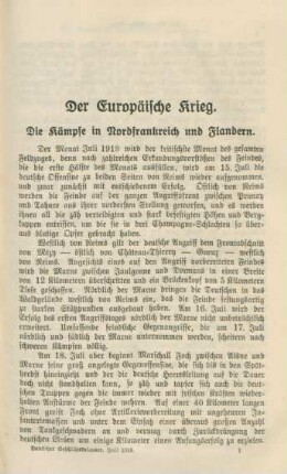 Die Kämpfe in Nordfrankreich und Flandern