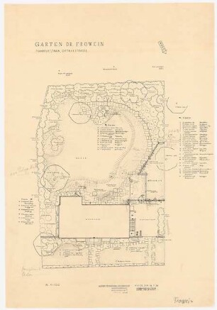 Garten Dr. Frowein, Frankfurt/Main: Pflanzplan Gehölze und Stauden 1:100, 2. Fassung