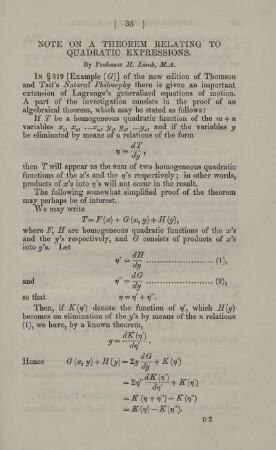 Note on a theorem relating to quadric expressions.