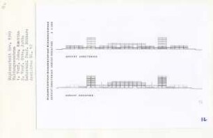 Bildungszentrum (Diplomarbeit bei Kurt Dübbers): Arbeitshaus, Mediothek, Ansichten 1:200