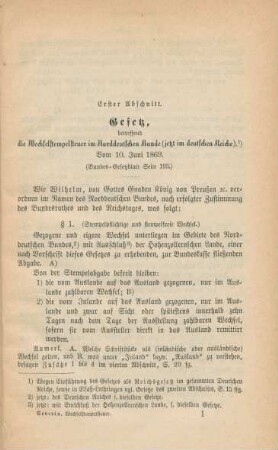 Das Gesetz vom 10. Juni 1869