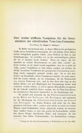 Zwei wiedereröffnete Fundplätze für die Grenzschichten der schwäbischen Trias-Lias-Formation