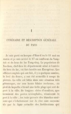 I. Itinéraire et description générale du pays