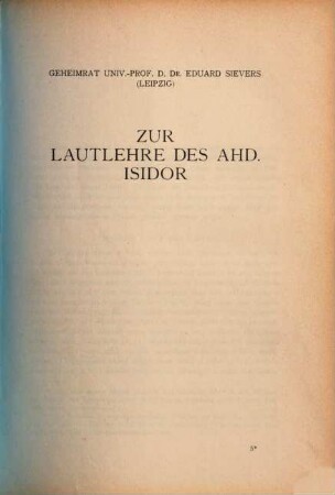 Zur Lautlehre des ahd. Isidor