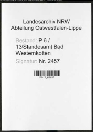 Sterberegister Standesamt Bad Westernkotten