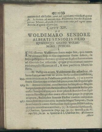 Caput XIV. De Woldemaro Seniore Alberti Senioris Filio Eiusdemque Gnato Woldemaro Iuniore