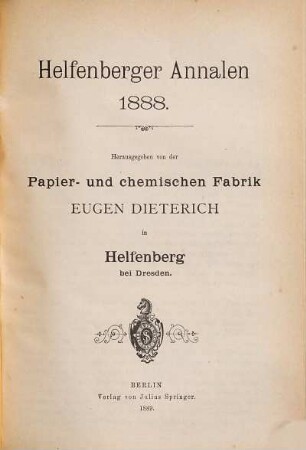 Helfenberger Annalen. 1888