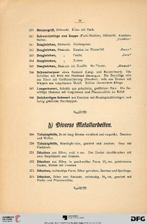 h) Diverse Metallarbeiten (Nr. 269-274)