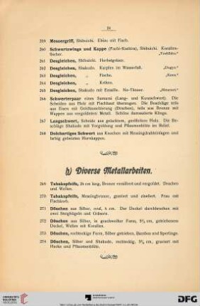 h) Diverse Metallarbeiten (Nr. 269-274)