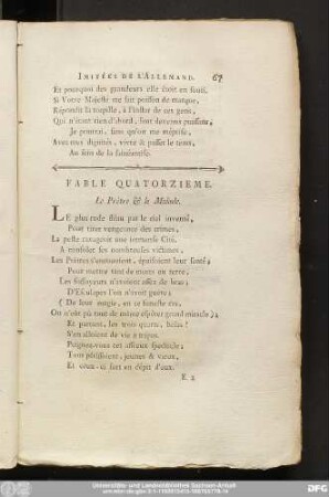 Fable Quatorzieme. Le Prêtre & le Malade.