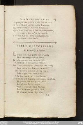 Fable Quatorzieme. Le Prêtre & le Malade.