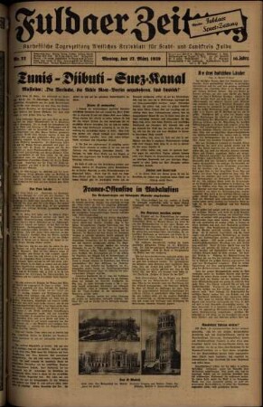 Ausgabe vom Montag, den 27. März 1939.
