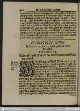 Die XXXIV. Predigt. Infans natus plorat; Das geborne Kindlein weinet