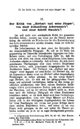 Zur Kritik von "Herbart und seine Jünger", von einer Abhandlung Ackermann's und einer Schrift Staude's