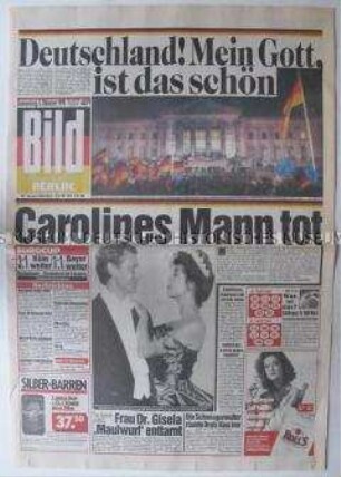 Illustrierte Tageszeitung "Bild" zum "Tag der deutschen Einheit"