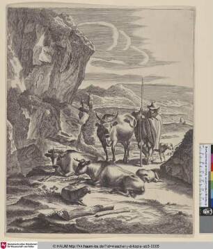 [Der Hirt mit dem langen Stabe; Herd with his staff, in rocky landscape]