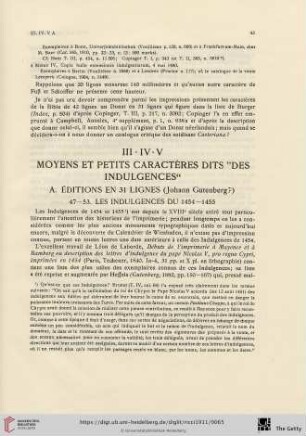 III-IV-V. Moyens et petits charactères dits "Des indulgences"