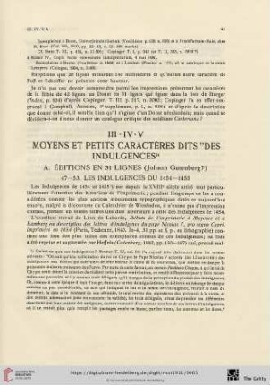 III-IV-V. Moyens et petits charactères dits "Des indulgences"