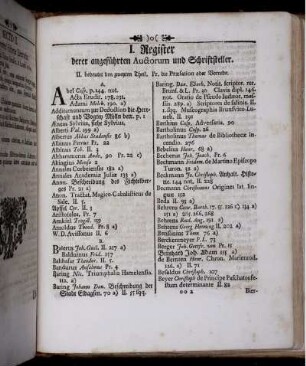 I. Register derer angeführten Auctorum und Schriftsteller