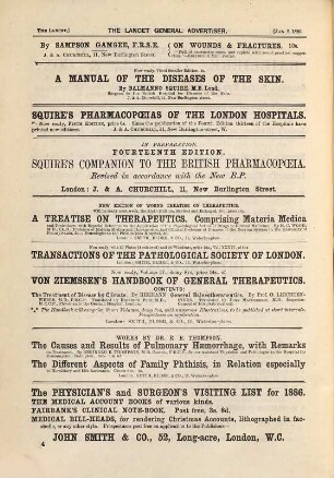 The lancet. 1886, [3.] Advertiser