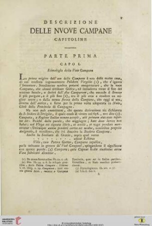 Descrizione Delle Nuove Campane Capitoline