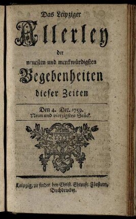 Den 4. Dec. 1759. Neun und vierzigstes Stück.