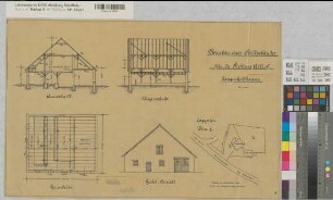 Langenholthausen (Balve) Pachtung Allhoff Stallneubau Schnitte, Grundriß, Ansicht, Lageplan 1914 1 : 100/500 41 x 63 Zeichnung Landsberg-Velensches Bauamt Landsberg-Velen