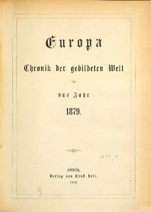 Europa : Chronik der gebildeten Welt. 1879,[1]