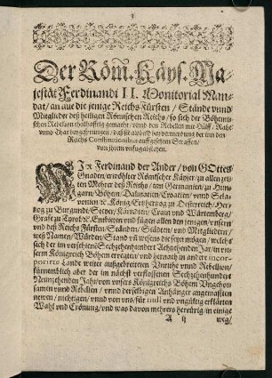 3-6, I. Der Röm. Kays. Majestät Ferdinandi II. ...