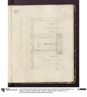 Berlin. Schloss, Wohnung des Kronprinzen Friedrich Wilhelm IV. von Preußen, Teesalon. Skizze zur Wandgestaltung