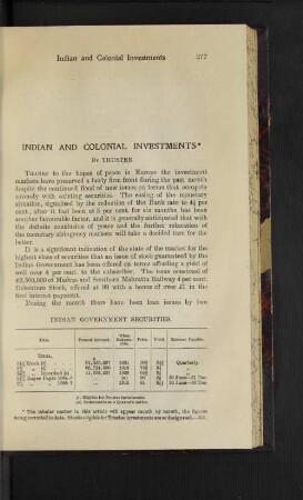 Indian and Colonial Investments.