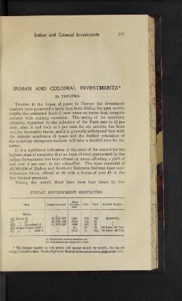 Indian and Colonial Investments.