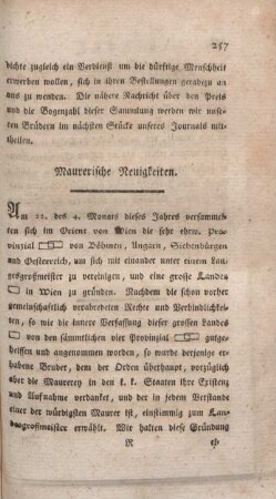 Maurerische Neuigkeiten